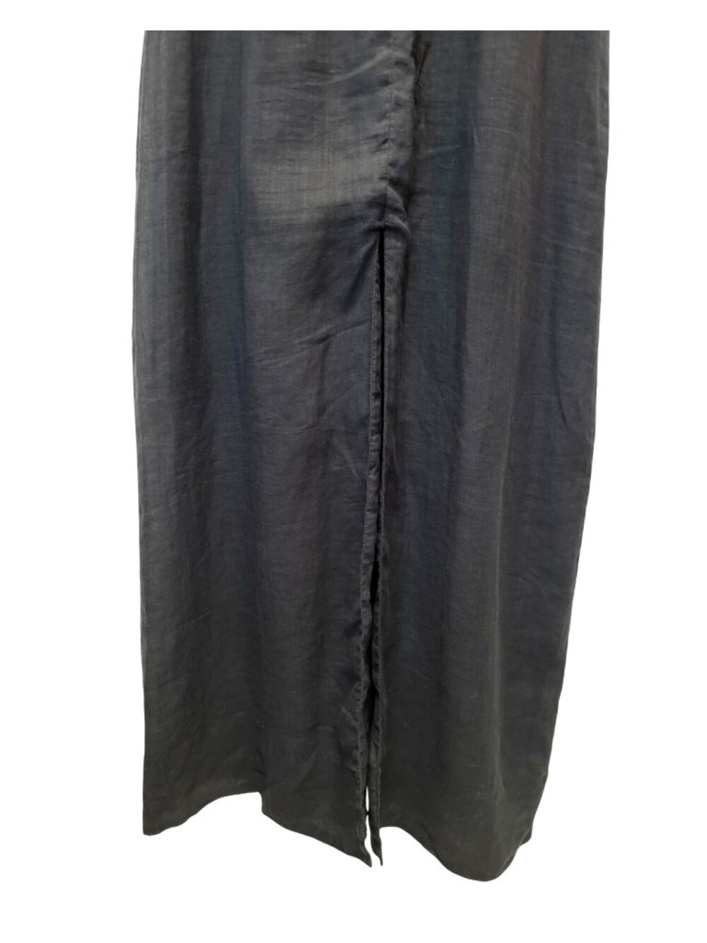 FRAME Shirred Sleeve 100% Ramie Black V-Neck 1/4 Sleeve Maxi Dress Sz XS - Picture 7 of 10